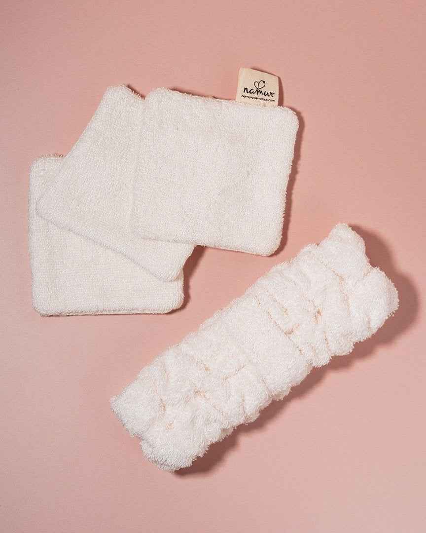 Set 3 Pad Struccanti e Fascia per Capelli Skincare in Bamboo Namur®